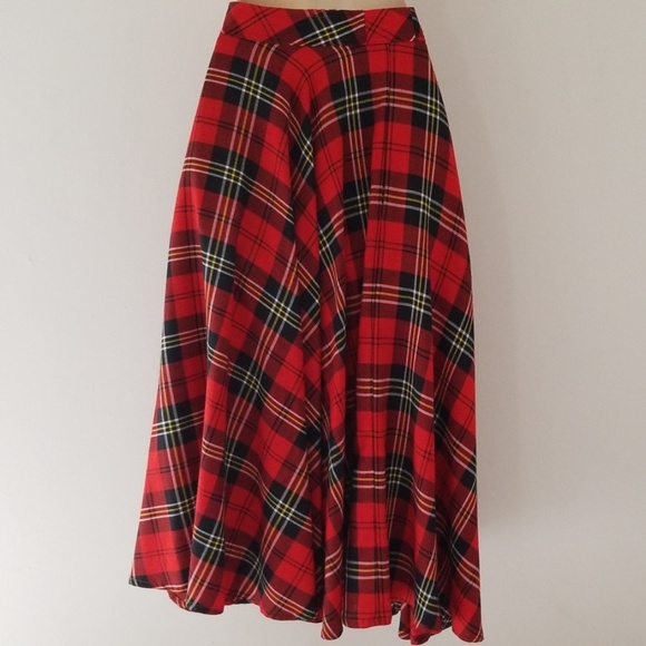 Liz Sport Petites Red Plaid Scottish Style Skirt - Picture 6 of 8